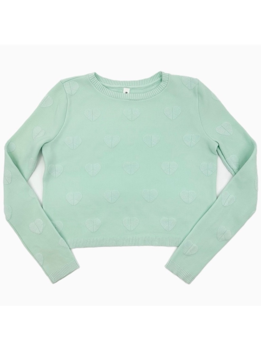 Bethany Mota Mint Green Heart Knit Sweater Cropped Pullover Size Small - Picture 11 of 11